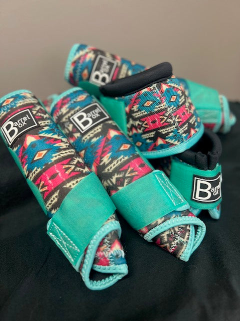Pink&Teal Aztec Front Tendon Boots